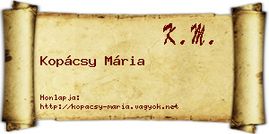 Kopácsy Mária névjegykártya